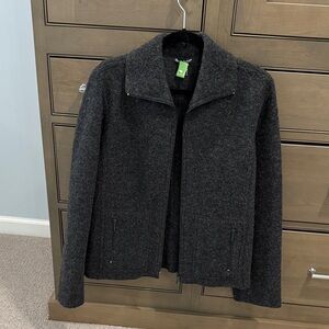 Alexandra Bartlett Charcoal Full-Zip Knit Jacket
